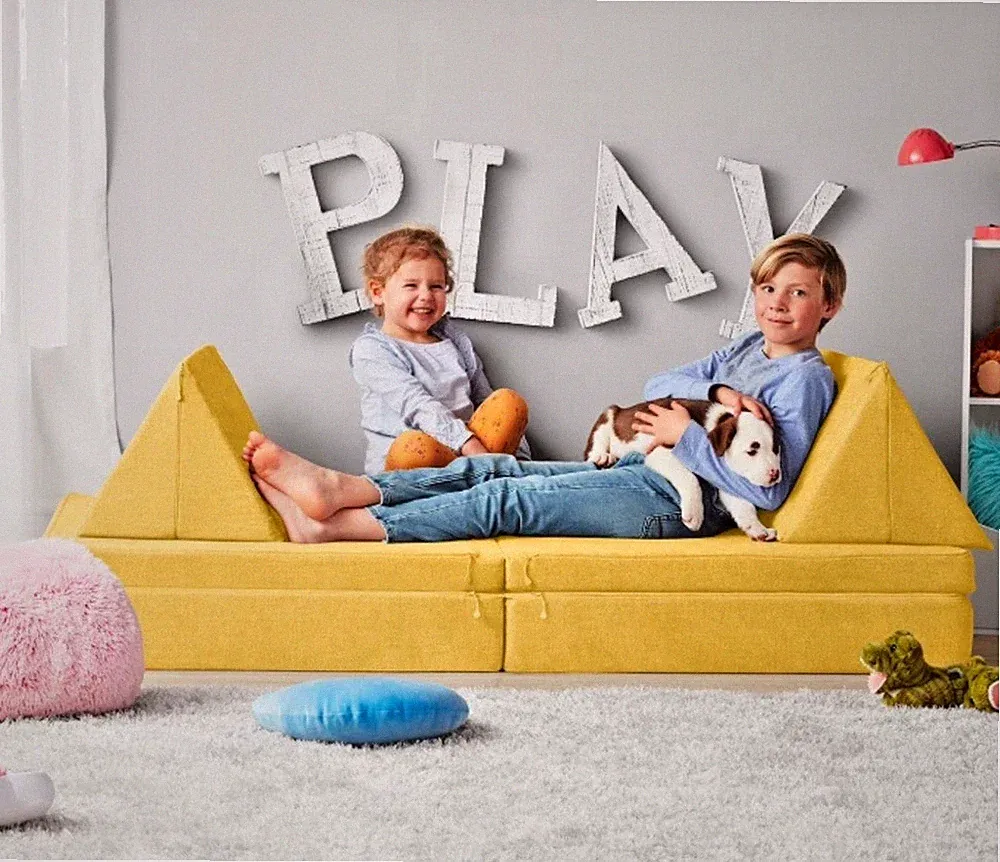 🌟Member's Mark 4 Pc Kids Explorer Sofa Yellow Girls/Boys Washable Lounger Couch