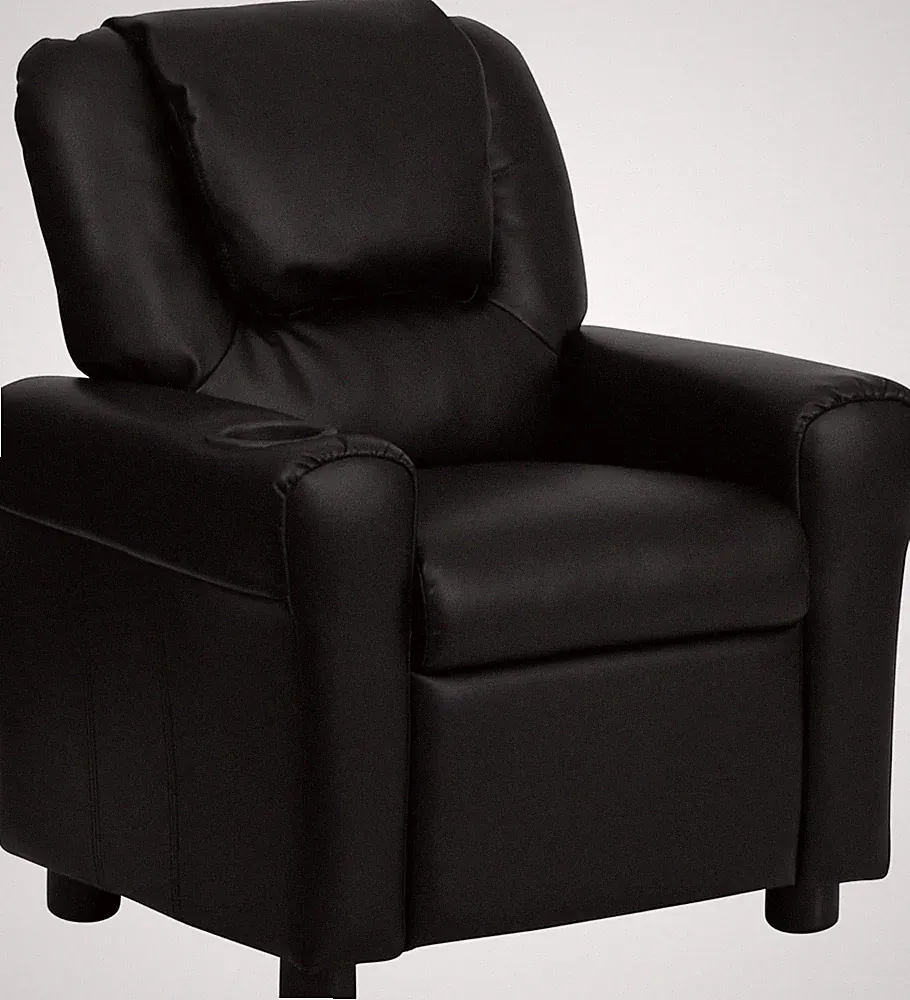 Vana Kids Recliner with Cup Holder & Headrest - Supports 90 Lbs, Black